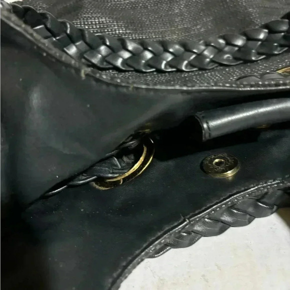 Michael kors black straw shoulder handbag with leather strap & trim - Picture 9 of 13